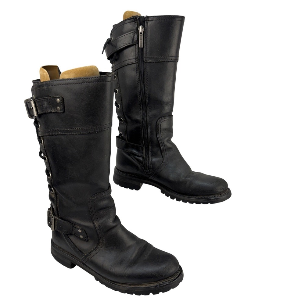 Harley Davidson Womens Alexa Boot Size 8 Black Leather Tall Riding Combat Moto
